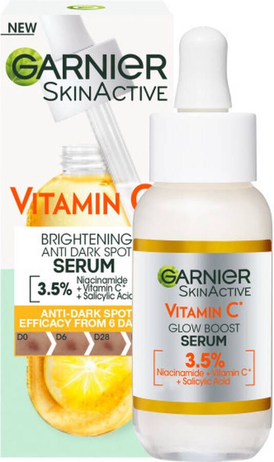 Garnier SkinActive Vitamine C* Anti-Pigmentvlekken Serum Met Niacinamide en Salicylzuur Serum Tegen Pigmentvlekken 30ml