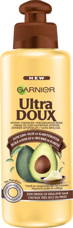 Garnier Ultra Doux Avocado Olie & Shea Boter Intens Voedende Verzorgingscrème Zeer Droog Pluizig Haar 200ml