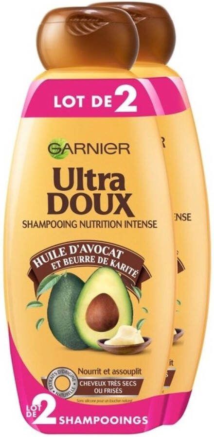 Garnier ULTRA DOUX Avocado Voedende Shampoo voor Zeer Droog Haar 400 ml x 4 stuks