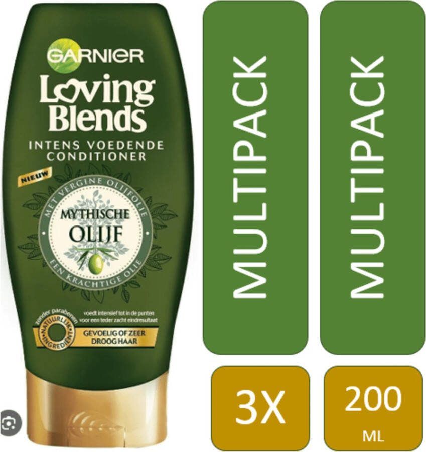Garnier ULTRA DOUX LOVING BLENDS BOTANIC THERAPY OLIJF HAAR CONDITIONER CREME SPOELING VEGAN FORMULE SILICONENVRIJ ALLE HAARTYPES HAARBALM BULK VOORDEEL 3X 200ML