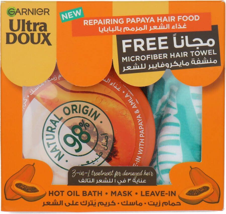 Garnier Ultra Doux Repairing Papaya Hair Food Cadeauset 390 ml