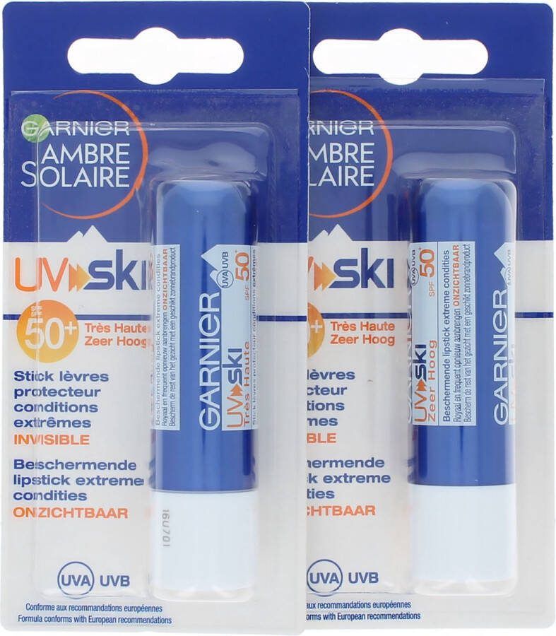 Garnier UV SKI SPF 50+ Lipbalm 5 ml (set van 2)