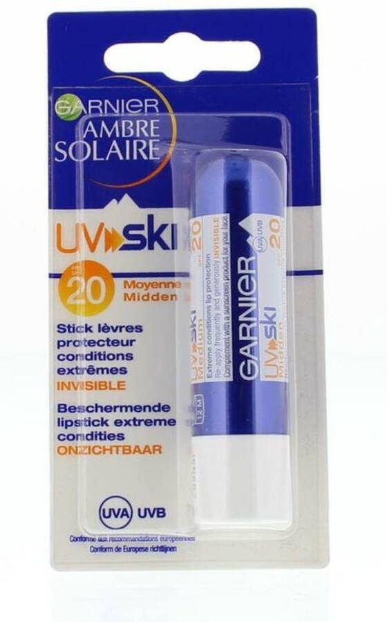 Garnier Ambre Solaire UV Ski Zonnebrand Lipbalsem SPF 20 Berschermt tegen UV straling en uitdroging 7 ml