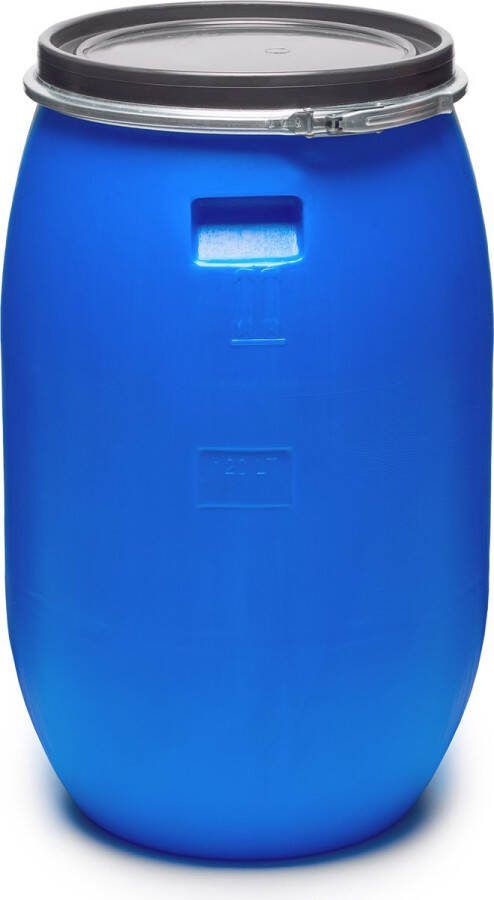 GARRONDA 120L Kunststof Trommel Met Deksel Vat Regenton HDPE Voedselvat Tuin Hobbock Blauw Zwart GD-STE-Barrel