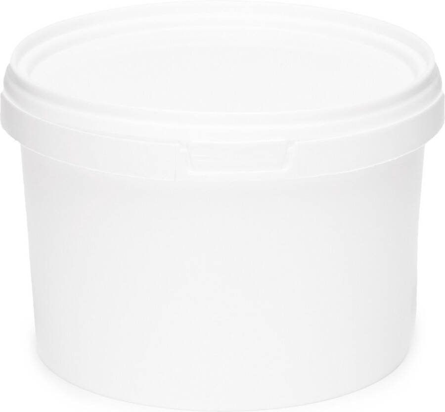 GARRONDA 20x stuks 0 5 L Emmer Met Deksel Verpakkingsemmer Emmertje Rond Wit GD-PL-BIS-Whit