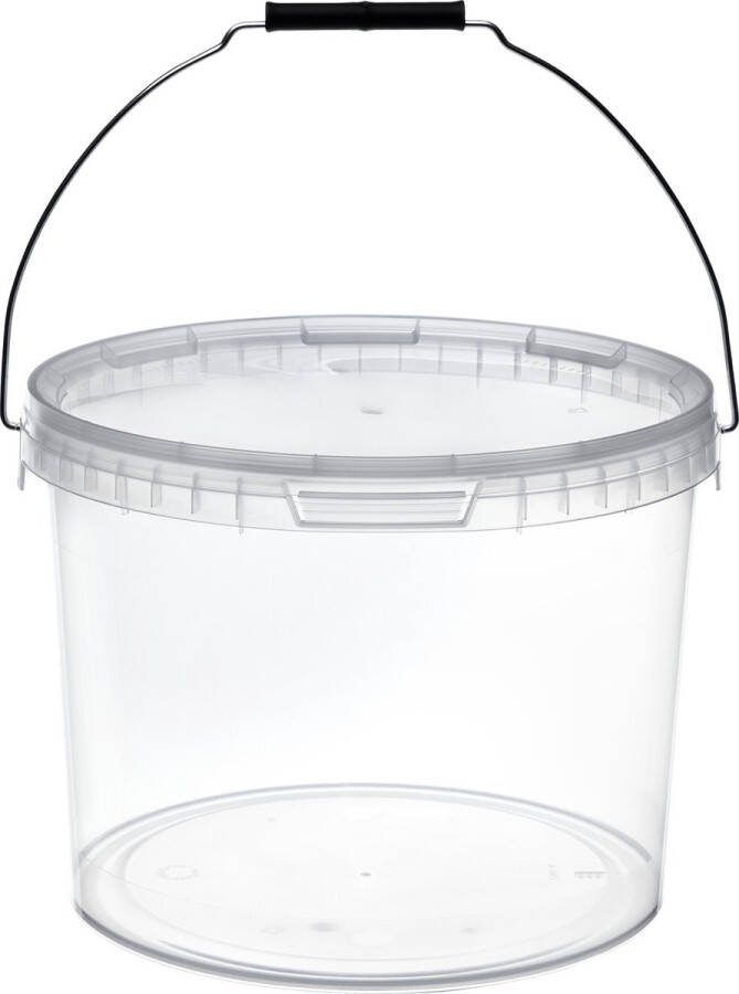 GARRONDA 5x stuks 10 L Emmer Met Deksel Verpakkingsemmer Emmertje Rond Transparant GD-PL-BIS-Tra