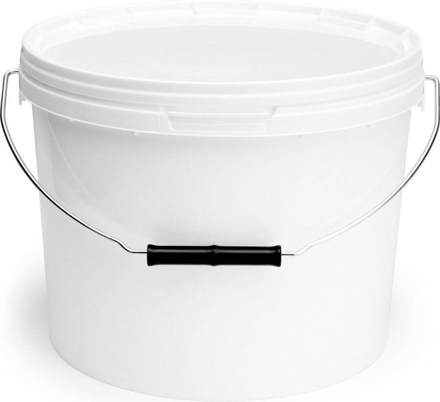 GARRONDA 5x stuks 10 L Emmer Met Deksel Verpakkingsemmer Emmertje Rond Wit GD-PL-BIS-Whit