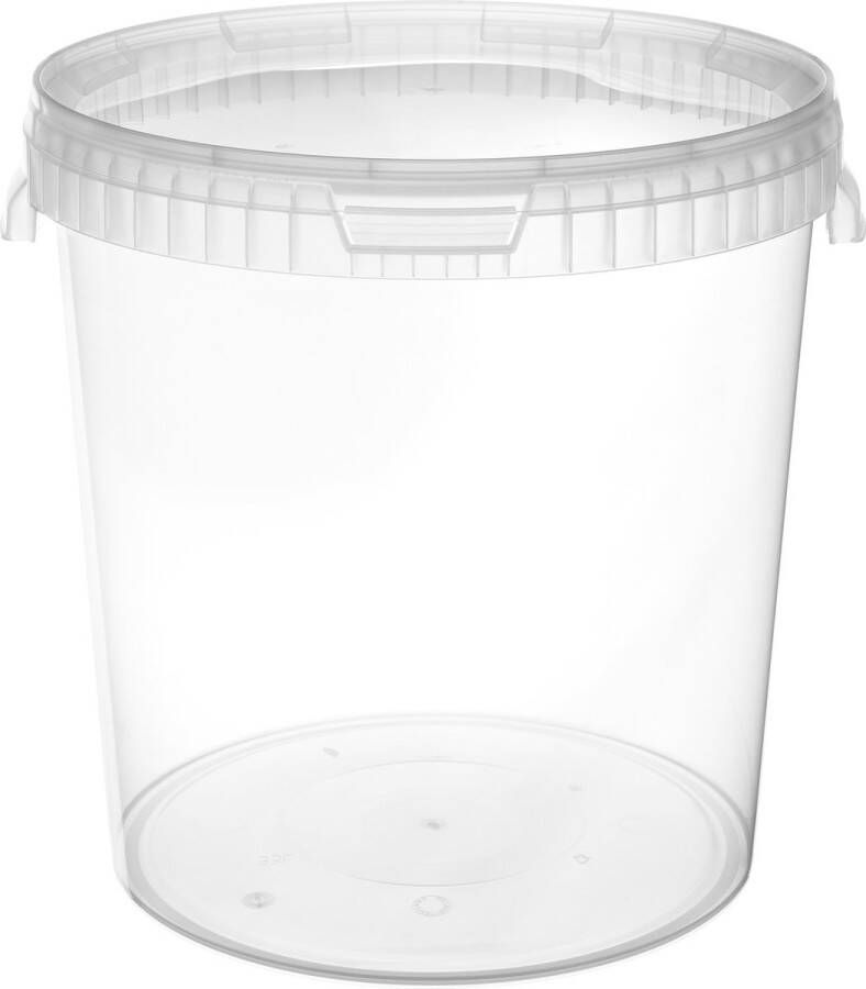 GARRONDA 5x stuks 30 L Emmer Met Deksel Verpakkingsemmer Emmertje Rond Transparant GD-PL-BIS-Tra