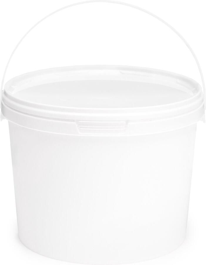 GARRONDA 10x stuks -3 L Emmer Met Deksel Verpakkingsemmer Emmertje Rond Wit GD-PL-BIS-Whit