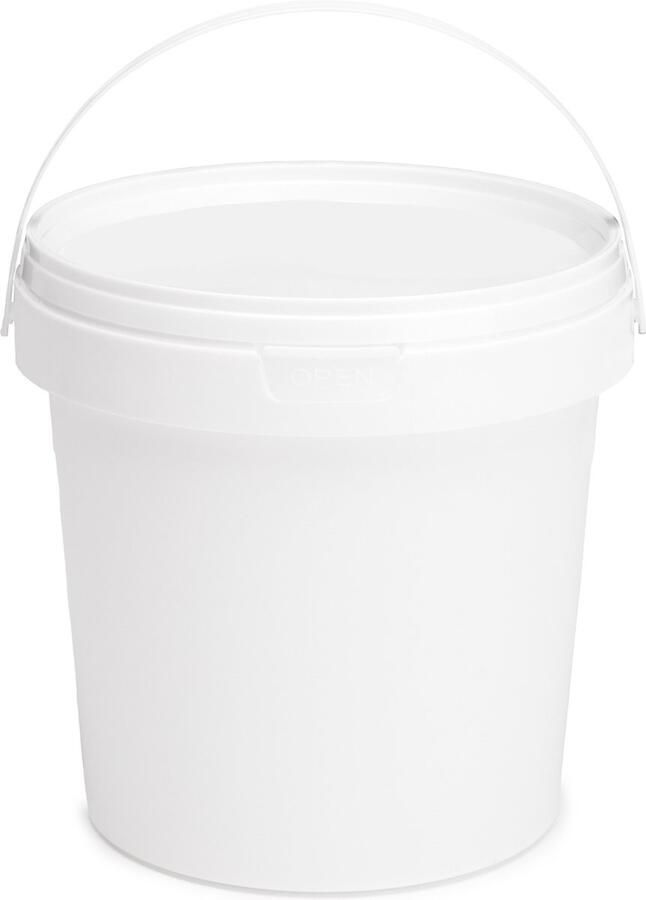GARRONDA 5x stuks -1 L Emmer Met Deksel Verpakkingsemmer Emmertje Rond Wit GD-PL-BIS-Whit