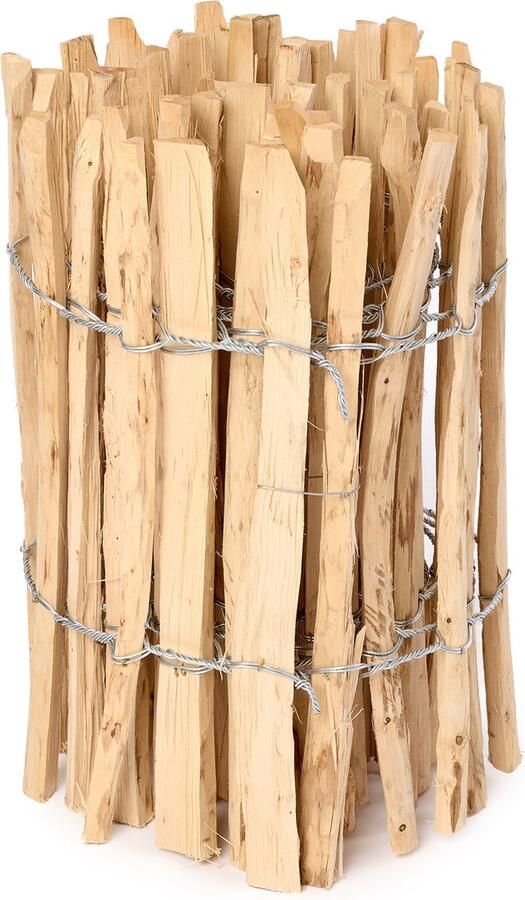 GARRONDA Tuinafscheiding met palen 50 cm x 5 m Hekwerk voor perken Insteekhek Rolborder Houten Hek Latafstand 7-8 cm – GD-MIS-Rollborder500
