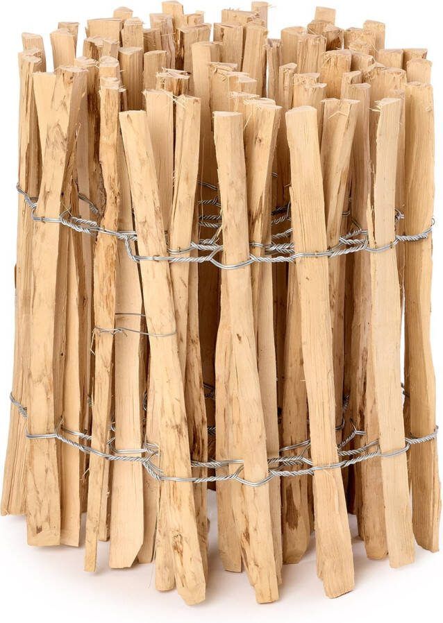 GARRONDA Tuinafscheiding met palen 50 cm x 5 m Hekwerk voor perken Insteekhek Rolborder Houten Hek Latafstand 3-5 cm – GD-MIS-Rollborder500