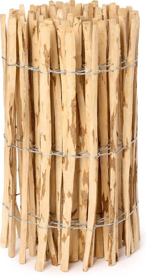 GARRONDA Tuinafscheiding met palen 80 cm x 5 m Hekwerk voor perken Insteekhek Rolborder Houten Hek Latafstand 3-5 cm – GD-MIS-Rollborder500