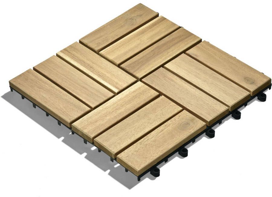 Gartenfreude Houttegels 10 stuks (0 9 m²) acaciahout lichtbeige 30 x 30 cm weerbestendig gemakkelijk te leggen