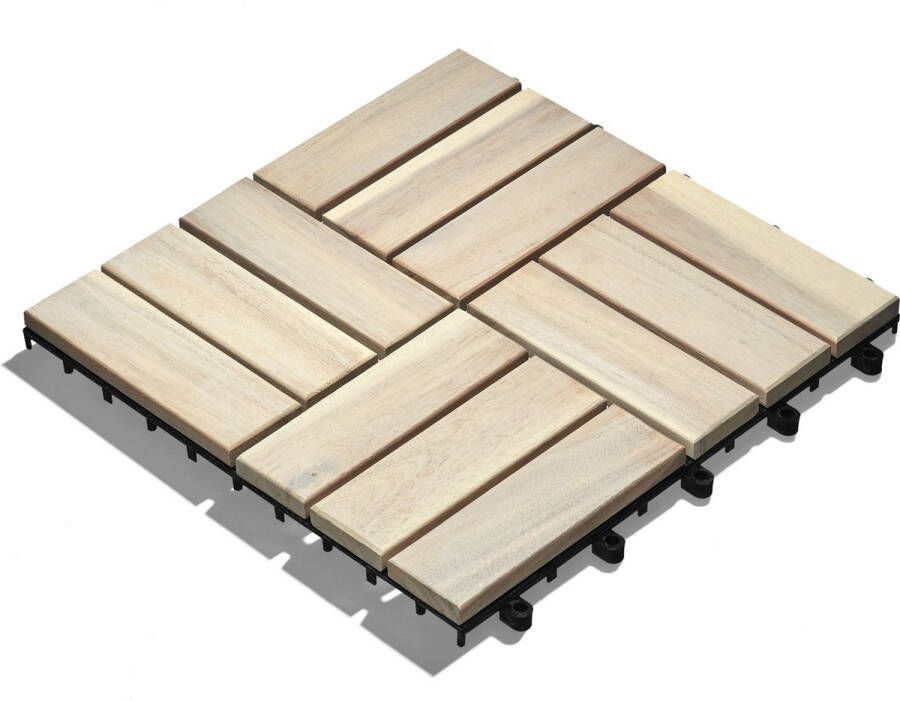 Gartenfreude Houttegels 10 stuks (0 9 m²) acaciahout wit30 x 30 cm weerbestendig gemakkelijk te leggen