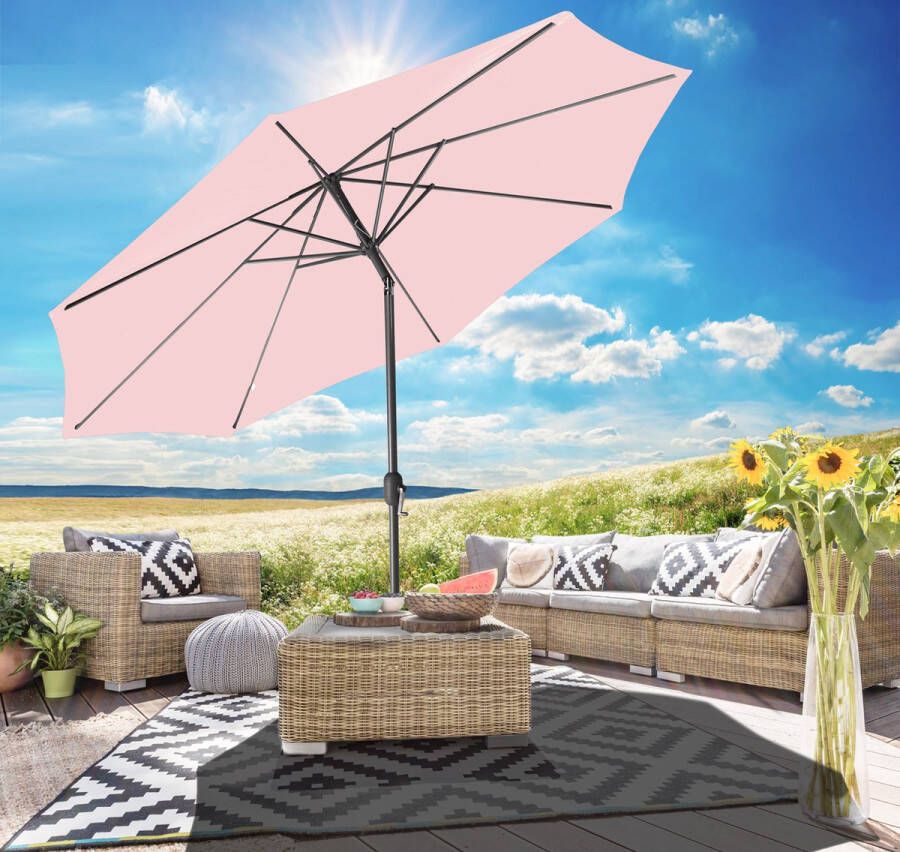 Gartenfreude kantelbare Stalen Parasol 300 cm Pastel Roze