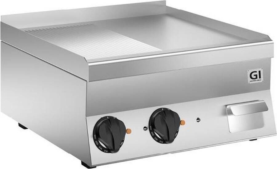 Gastro Inox Gastro-Inox 650 HP elektrische bakplaat met half gladde geribbelde verchroomde plaat 60cm