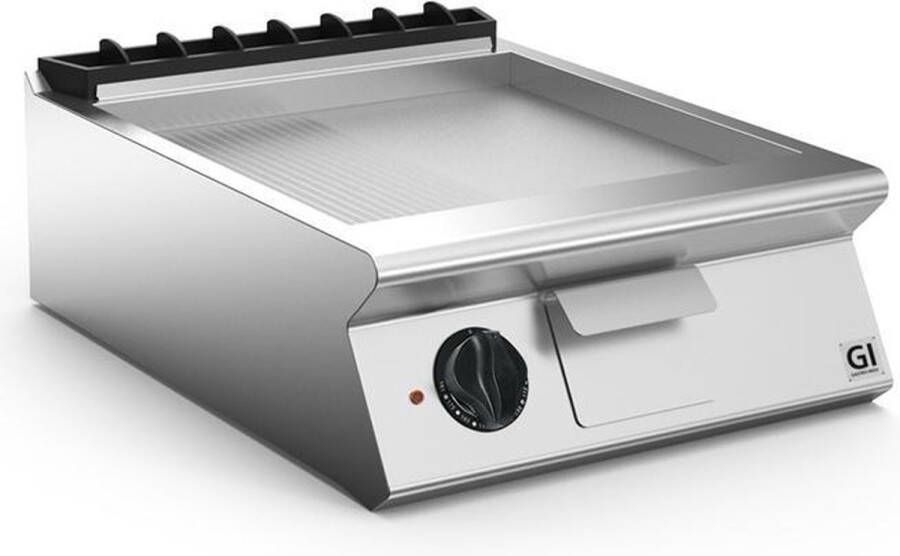 Gastro Inox Gastro-Inox 700 HP elektrische bakplaat met 2 3 gladde en 1 3 geribbelde geslepen stalen plaat 60cm