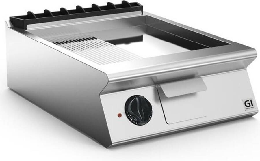 Gastro Inox Gastro-Inox 700 HP elektrische bakplaat met 2 3 gladde en 1 3 geribbelde verchroomde plaat 60cm