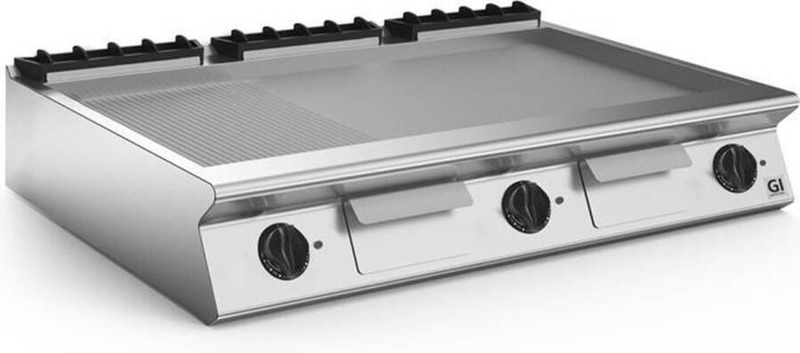 Gastro Inox Gastro-Inox 700 HP elektrische bakplaat met 2 3 gladde 1 3 geribbelde geslepen stalen plaat 120cm