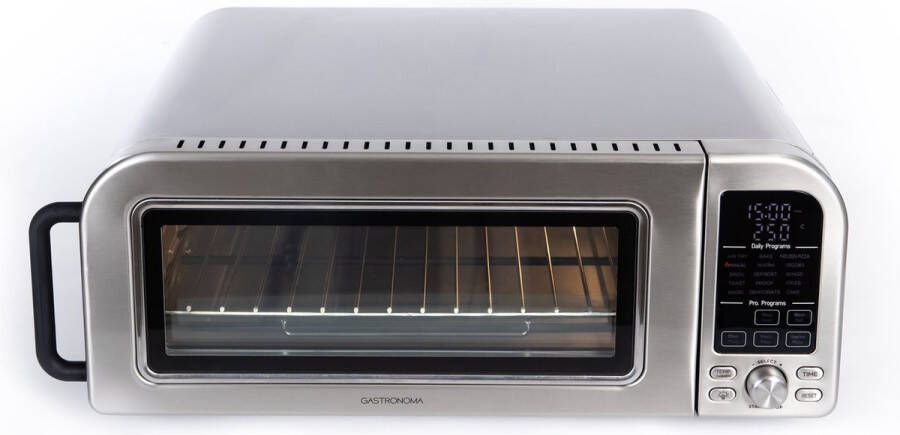 Gastronoma Pizzaoven en Airfryer 2000W 18L 19 automatische programma's Met pizzasteen en meer accessoires 18310019 RVS