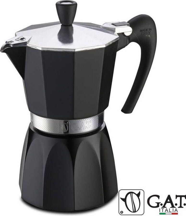 G.A.T. Italia Fashion Zwart Moka Percolator 3 kops 150ml Made in Italy