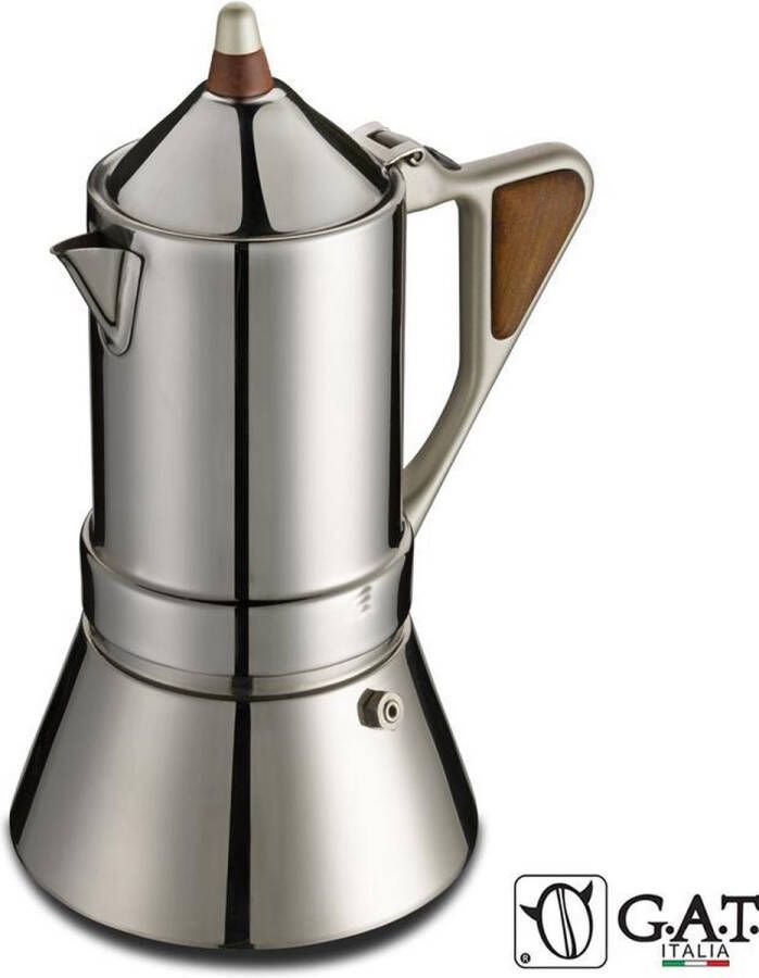 G.A.T. Italia Regina RVS 4 kops Percolator 200ml Inductie Made in Italy