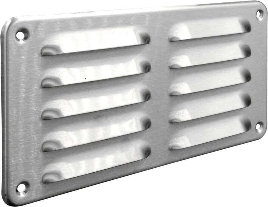Gavo schoepenrooster 215x105mm buitenrooster omgezette rand inclusief vliegengaas RVS