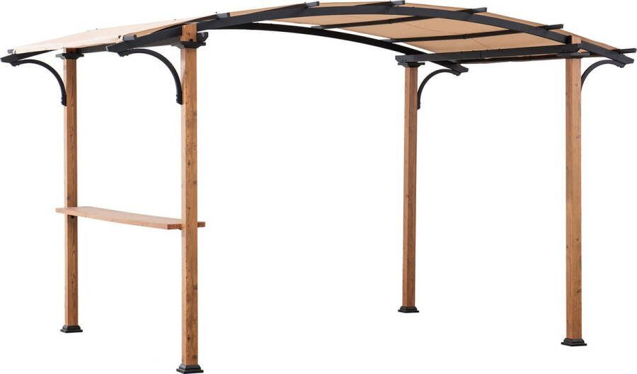 Gazebo Boog Pergola 406x259cm natural wood looking frame en textileen dak