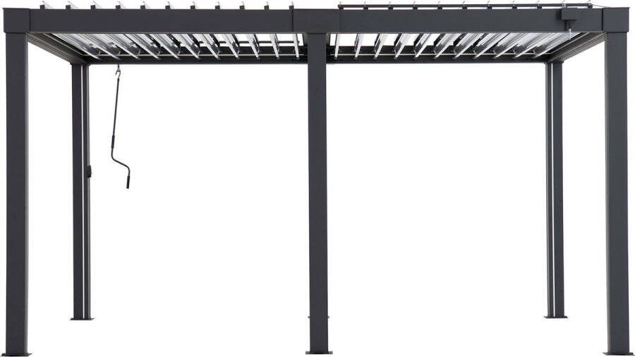 Gazebo Multi luxe vrijstaande aluminium kantelbare lamellen Pergola-terrasoverkapping incl. LED verlichting 406x306cm Weerbestendig
