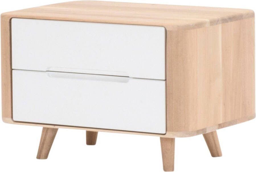 Gazzda Ena nightstand 60 houten nachtkastje whitewash 2 lades