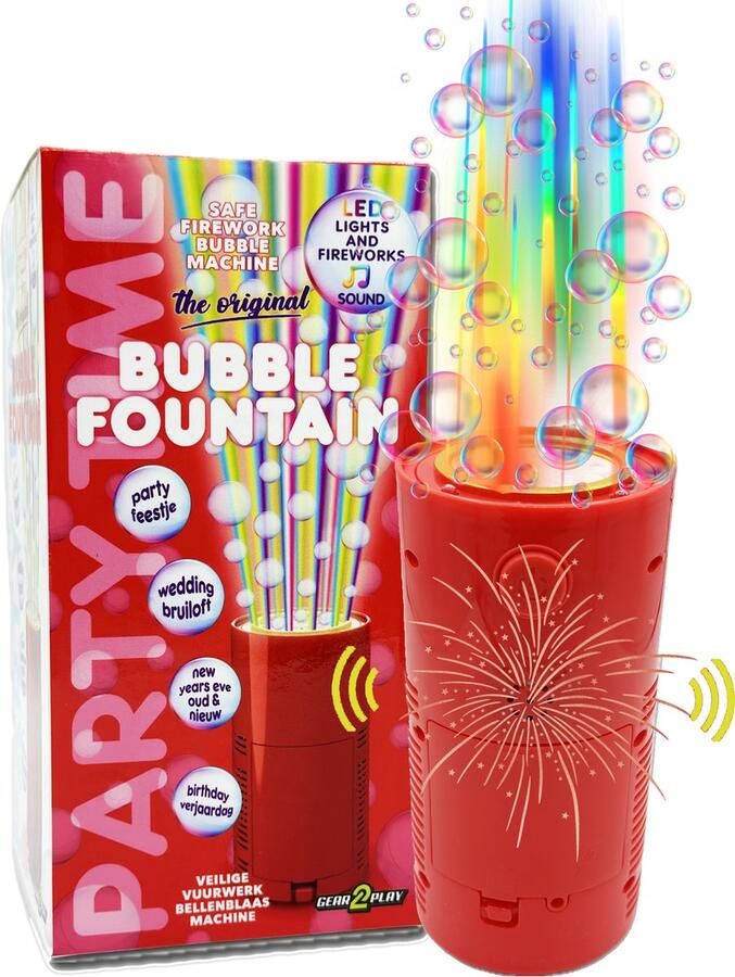 Gear2Play Bubble Fountain Bellenblaas Machine met licht en vuurwerkgeluid