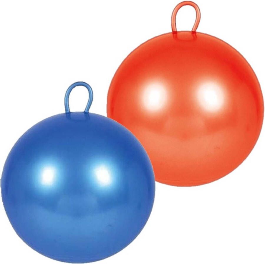 Merkloos Sans marque 2x stuks skippyballen voor kinderen blauw en rood 60 cm Zomer buiten speelgoed