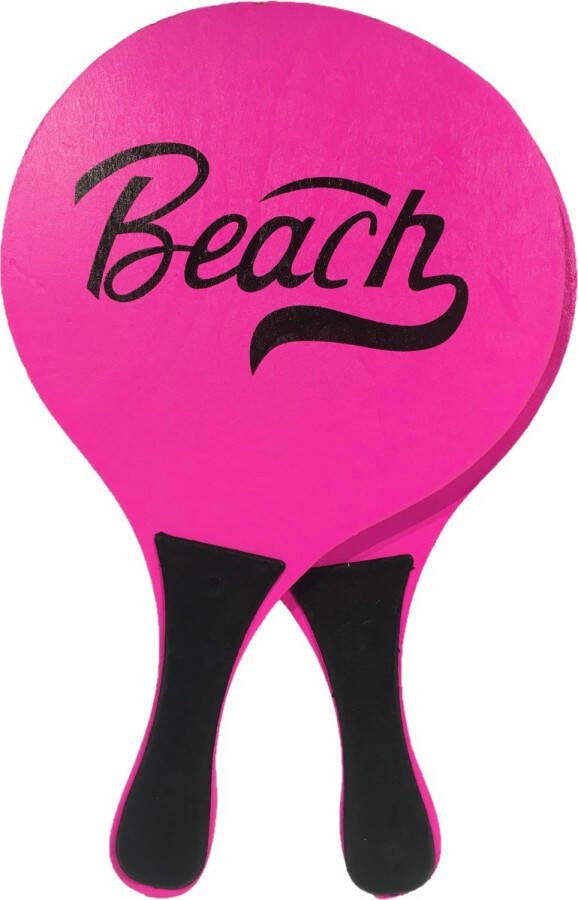 Gebro Houten beachball set neon roze Strand balletjes Rackets batjes en bal Tennis ballenspel