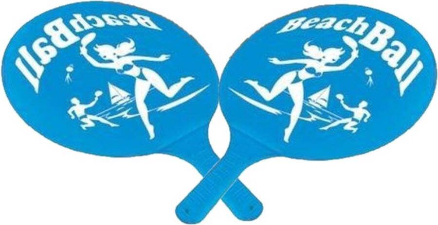 Gebro Kunststof beachball set blauw Strand balletjes Rackets batjes en bal Tennis ballenspel