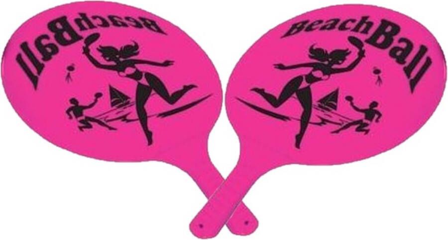 Gebro Kunststof beachball set roze Strand balletjes Rackets batjes en bal Tennis ballenspel