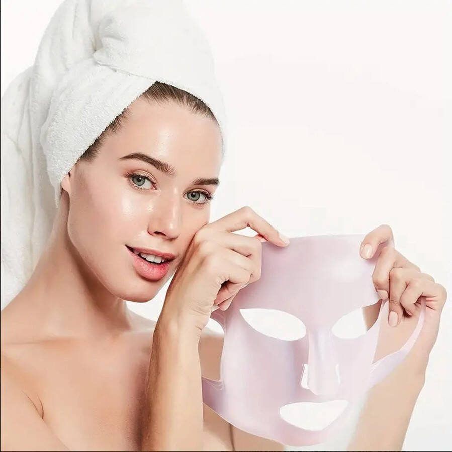 Gecomo Silicone Mask Roze Herbruikbaar Siliconenmasker Herbruikbaar Siliconen Maskerhoes Sheet Mask Pink Oorhaak Gezichtsmasker