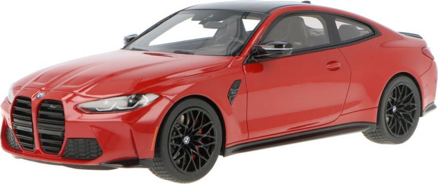 Geen automerk Het 1:18 Diecast model van de BMW M4 Competition Coupe G82 van 2021 in Toronto Red. De fabrikant van het schaalmodel is Truescale Miniatures.Dit model is alleen online beschikbaar