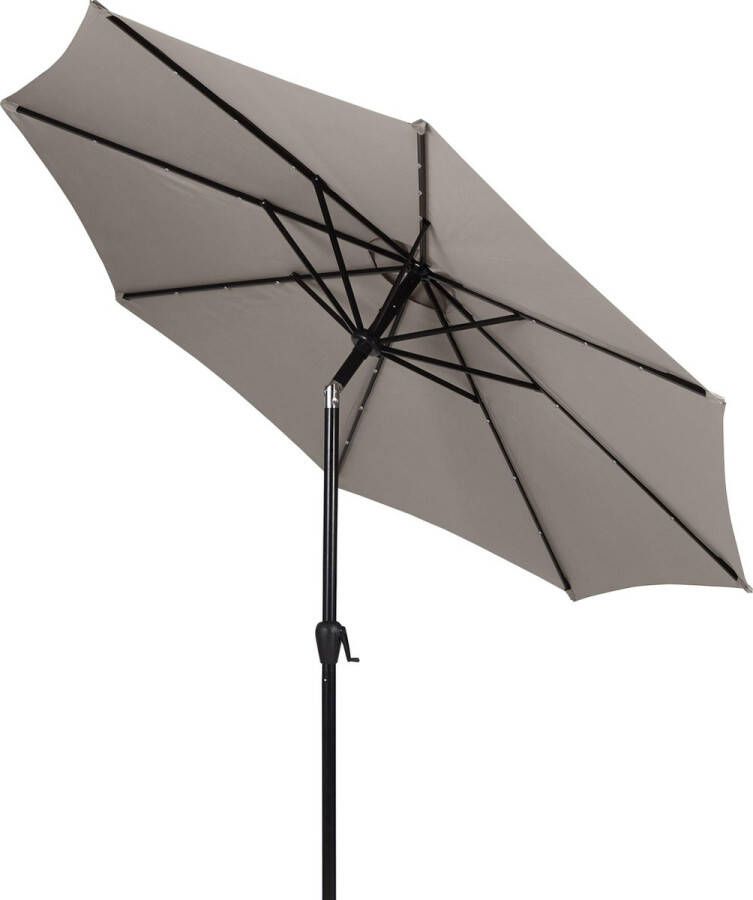 Hioshop Felix Parasol Met Slinger Kantelfunctie En Zonne-energie Ø 3 M Grijs.