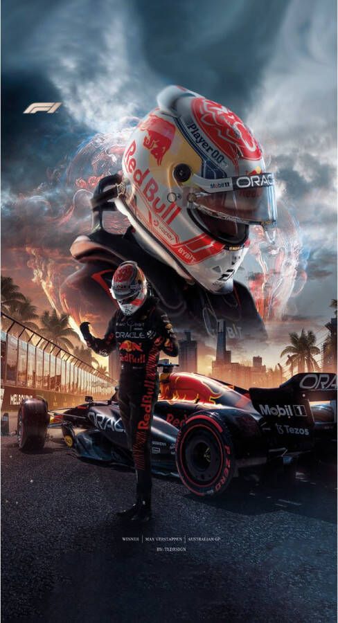 Geen merk-fanartikel Formule 1 Badhanddoek Max Verstappen Australië 70 x 140 cm Vaderdag Cadeau