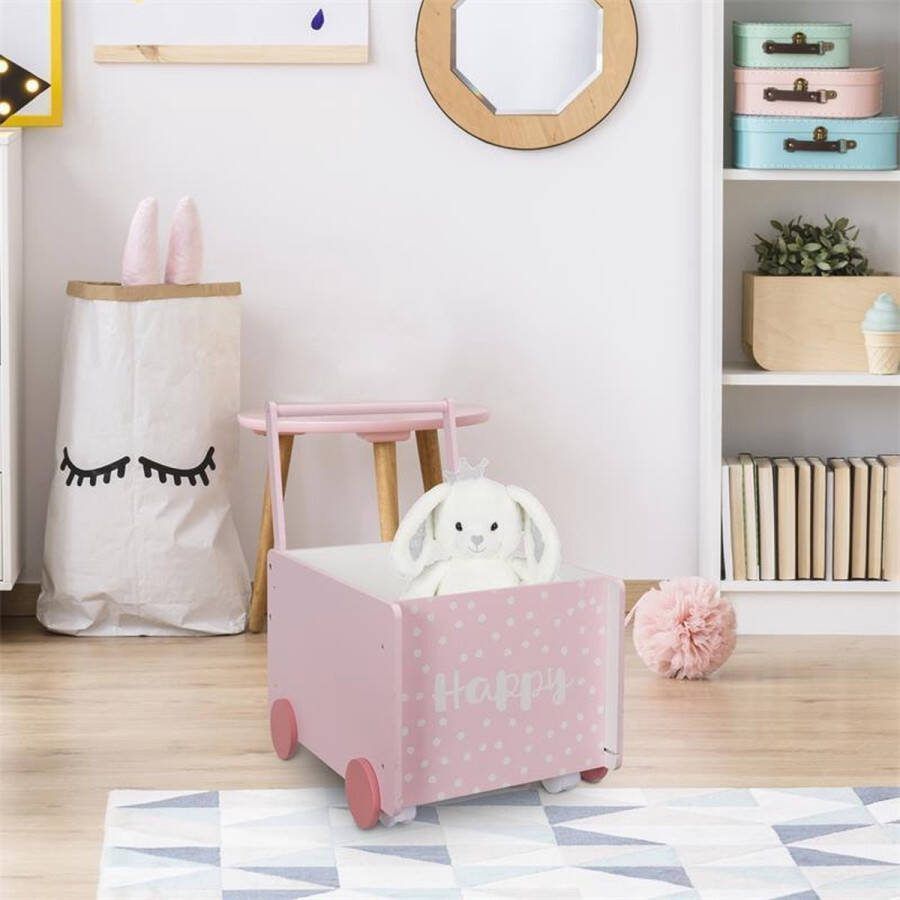 Geen merk Opbergdoos Opbergkist Kinderwagen Meisjes Kinderkamer Roos Speelgoedkist