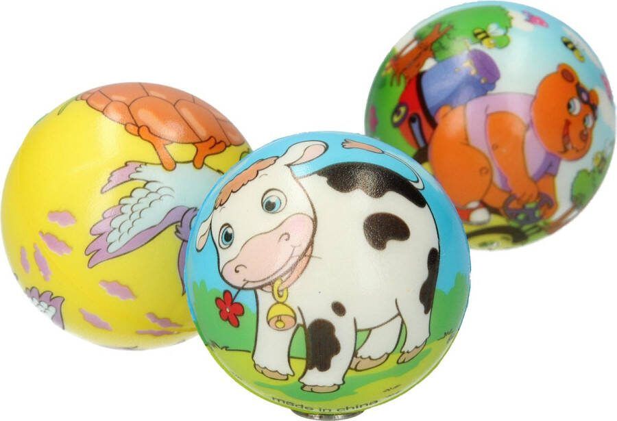 Geen merk Stressbal Hard Density– 6cm – Sensomotorische Stimulatie – Anti Stress – 3 stuks – Met Vrolijke Dieren
