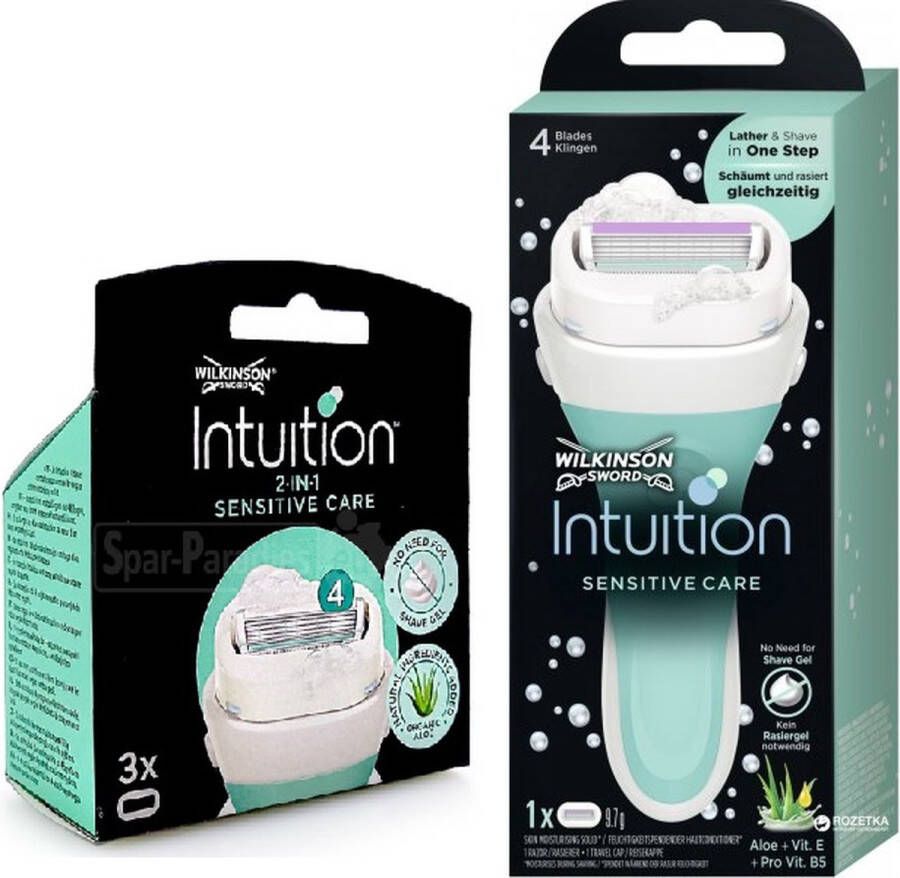 Geen merk. Wilkinson Sword Intuition Sensitive Care scheermes + messen 3st