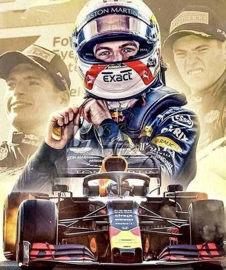 Geen merknaam Diamond painting Max Verstappen formule 1 40 x 50 cm volledige bedrukking ronde steentjes direct leverbaar red bull formule max verstappen coureur unieke afbeelding nieuw