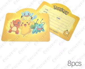 Geen merknaam Pokemon uitnodigingen 8 stuks Verjaardagsfeestje Pikachu Kinderfeestje Pokemon speelgoed Pokemon kaarten Uitnodiging Pokemon Kinderpartijtje
