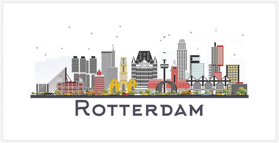 Geen merknaam Stickers Rotterdam Skyline 18 x 8 cm Nederland The Netherlands Erasmusbrug Zuid-Holland 2 stuks