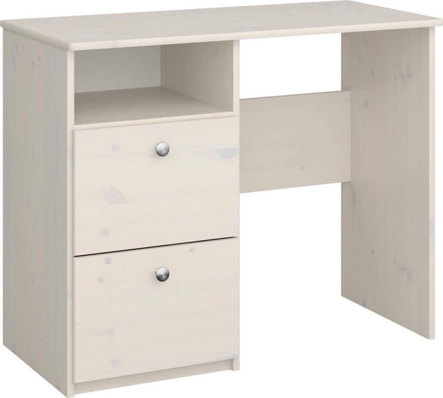 Hioshop Molly Oscar Kids bureau met 2 laden en 1 plank whitewash.