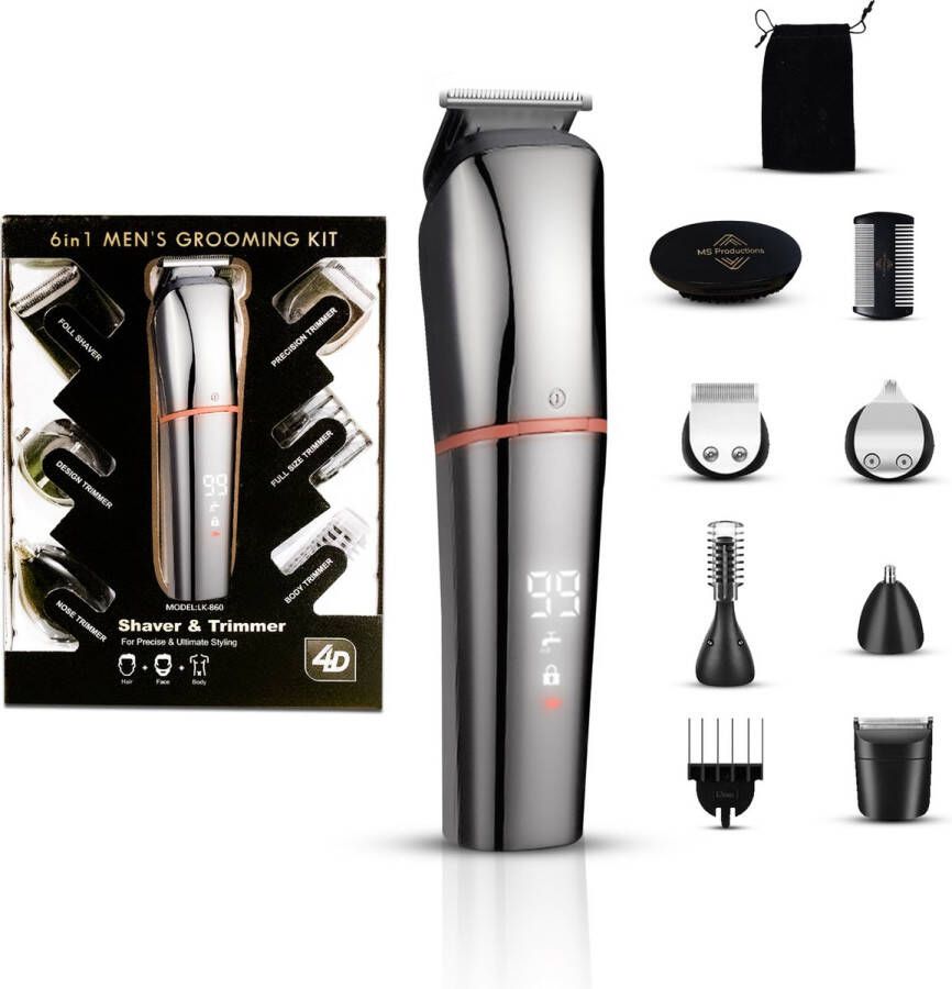 Geen MS ions 6in1 GROOMING KIT –Hybride Trimmer Baardtrimmer- Tondeuse – Scheerapparaat- Trimmer baard en Lichaam- Neustrimmer- Oortrimmer -Bodytrimmer-Precissietrimmer-Complete set