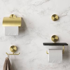 Geesa Opal toiletrolhouder met klep 14 x 2 3 x 13 7 cm goud geborsteld