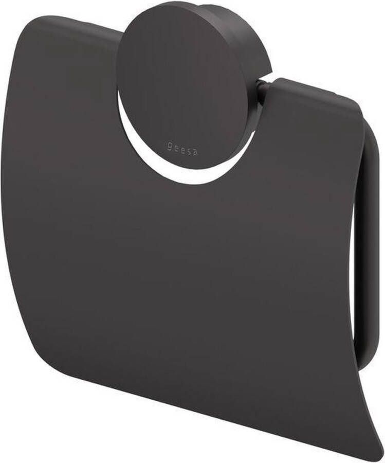Geesa Opal toiletrolhouder met klep 14 x 2 3 x 13 7 cm zwart